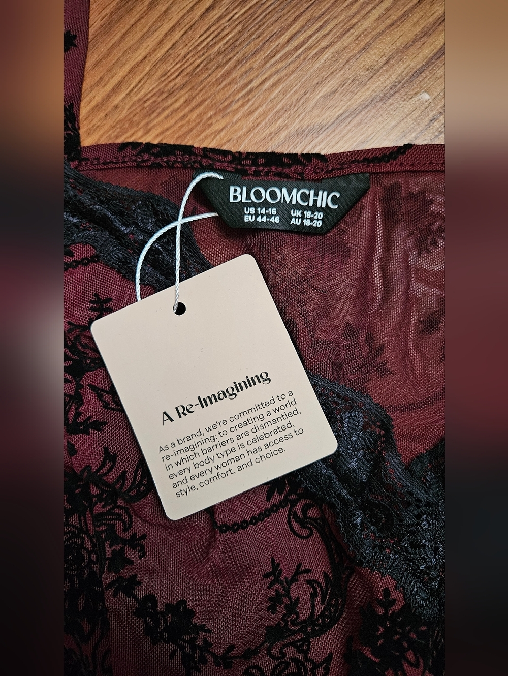 BloomChic Burgundy and Black Lingerie Set Sz 1X - Picture 6 of 12